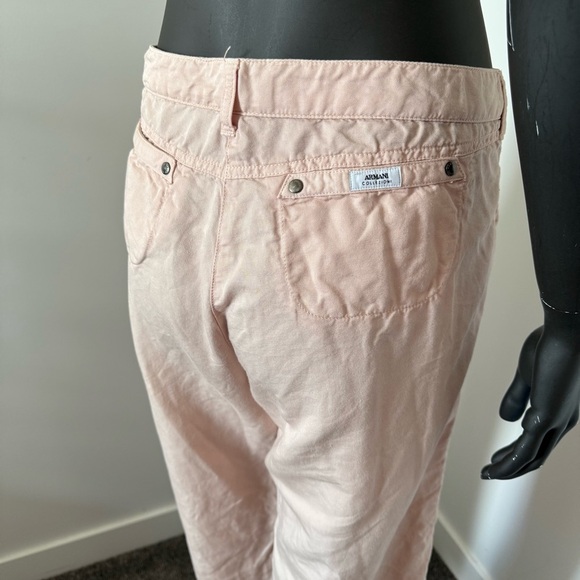 🌿 Armani Collezioni Blush Pink Wide-Leg Pants – Size 12 – Cotton Hemp Blend - Picture 3 of 7